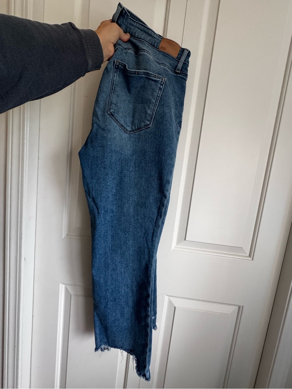 PAIGE Straight Leg Jeans in Medium Blue Wash